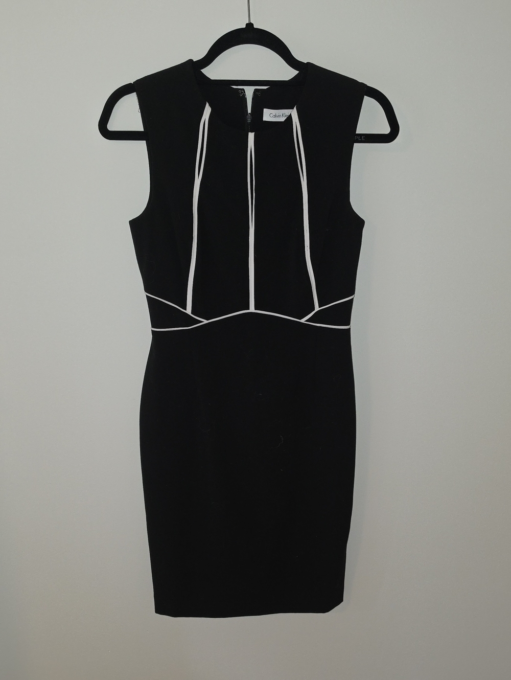 Calvin Klein Black Mini Dress with White Contrast Trim